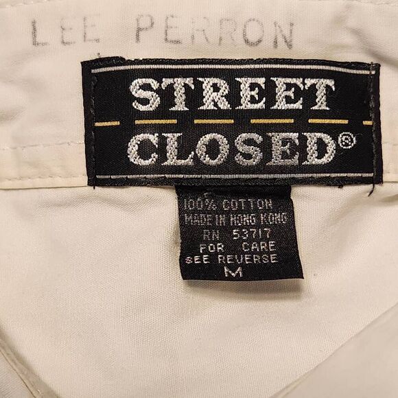 Vintage Street Closed button front shirt Cotton Embroidered white Size medium - Picture 5 of 7